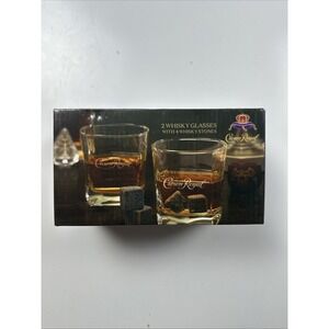 Whiskey Glasses Set of 2 Crown Royal Whiskey Glass and Stone Set 2 Scotch Gla...